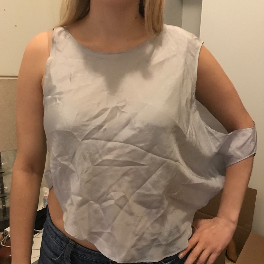 Top shop silk shoulder cut out top